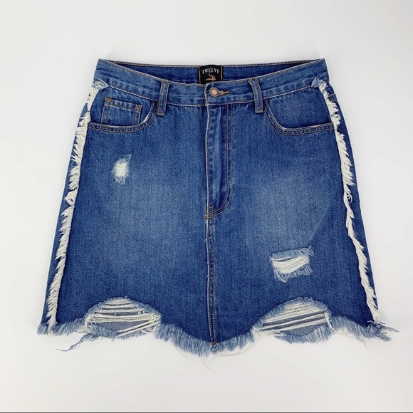 Buckle | Twelve by On Twelfth Denim Frayed Skirt - Picture 2 of 7
